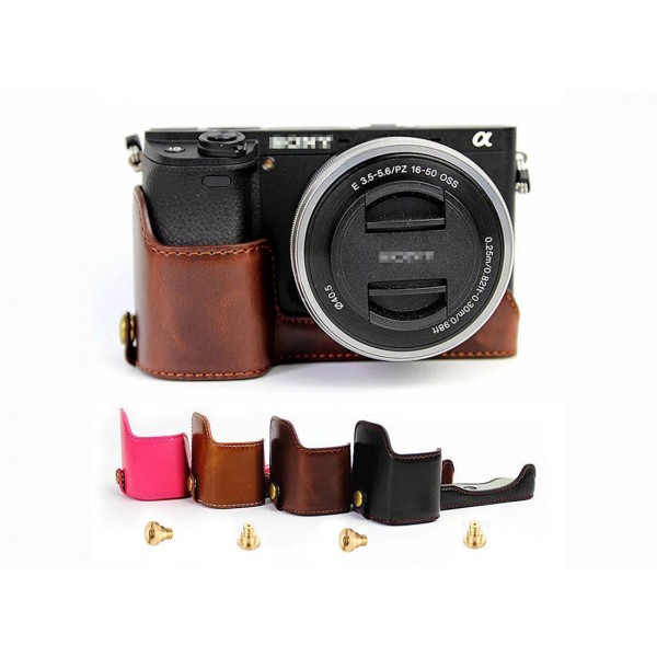 PU Leather Camera Grip Cas Protector F Sony Alpha A6300 A6000