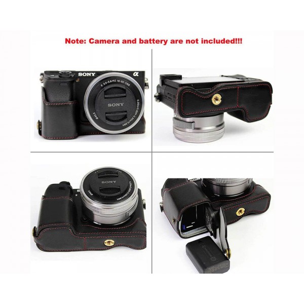 PU Leather Camera Grip Cas Protector F Sony Alpha A6300 A6000