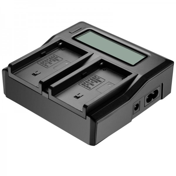 Διπλός φορτιστής με οθόνη για μπαταρίες τύπου Sony NP-F550 F750 F970 (AC/DC/USB ports)