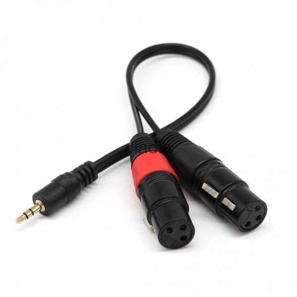 WOXLINE 3.5mm DSLR Male Stereo TRS Audio Plug to Dual 2 Female 3pin XLR Cable 