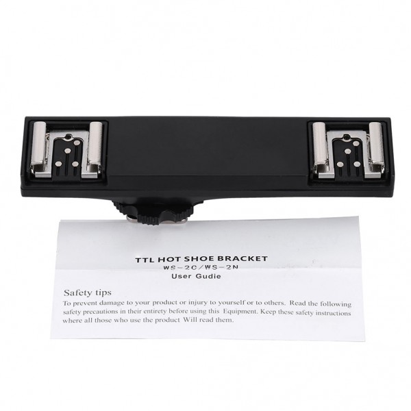 Dual Hot Shoe Flash Bracket Splitter for Nikon I-TTL