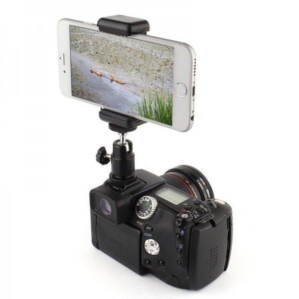 DSLR 360° Cell Phone Clip Holder + Hot Shoe