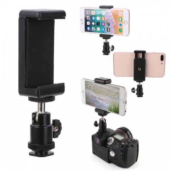 DSLR 360° Cell Phone Clip Holder + Hot Shoe