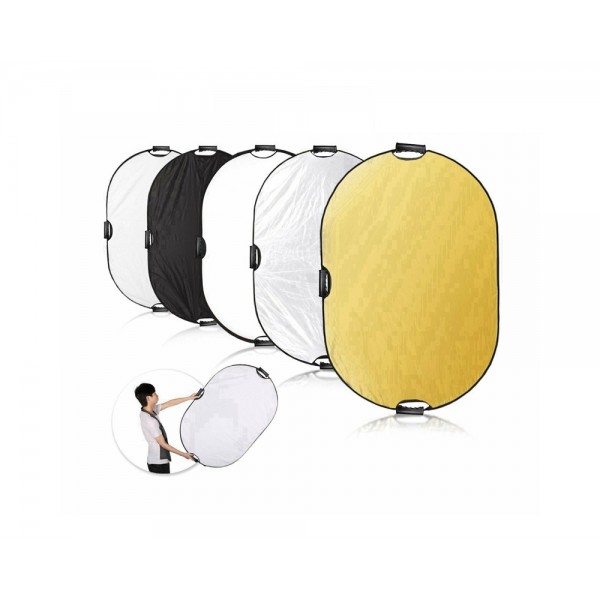 5 in 1 Studio Collapsible Light Reflector (90x60cm) with Handle