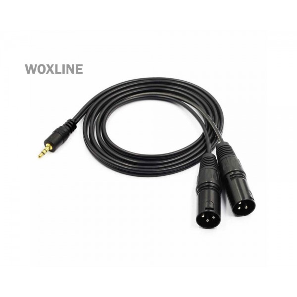 WOXLINE 1.5m Stereo TRS Jack Plug to 2 Male XLR Fresh Lead Audio Signal Cable 3.5mm