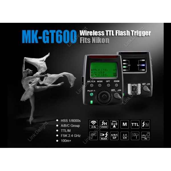 Meike MK-GT600N TTL HSS φωτογραφικό φλας Trigger+Receiver 1/8000s για Nikon