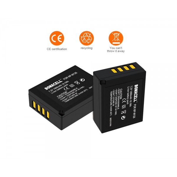 1400mAh NP-W126 Battery for Fujifilm X-T20 X-T10 X-E2S X100F SK