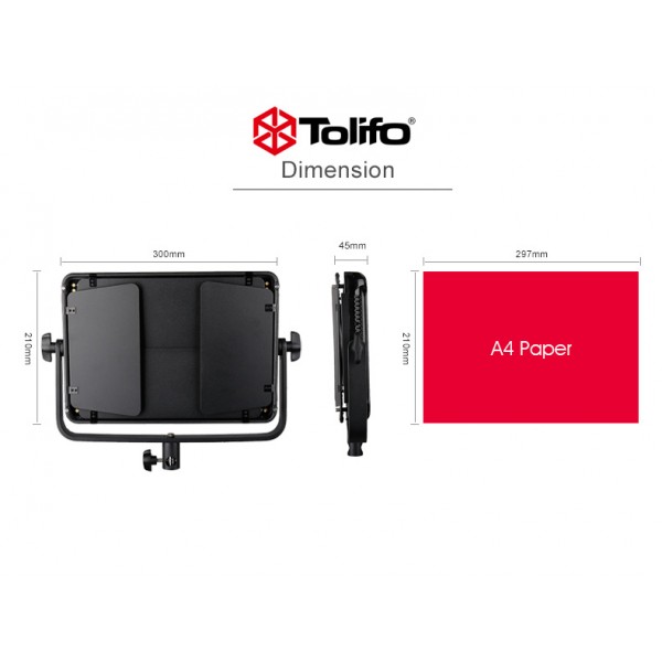 TOLIFO 1000 CRI 95 Professional Studio Led + AC Power (Daylight 7.200 LM)