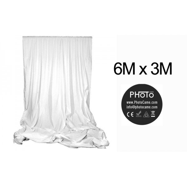 PhotoCame White 100% Cotton Studio Background (6x3m)