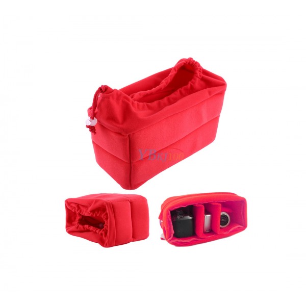 Red Insert Partition Camera Lens Padded Bag