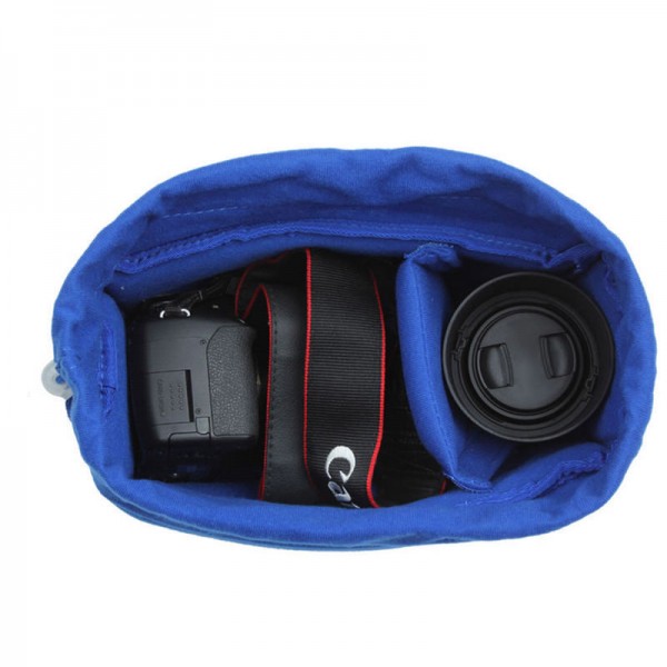 Blue Insert Partition Camera Lens Padded Bag