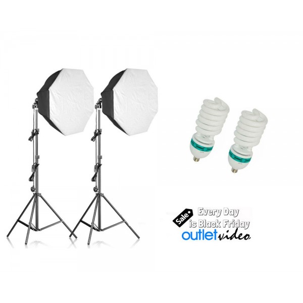 New OutletVideo Large Octagon Softbox FULL KIT (1350W - 22.000 Lumens)