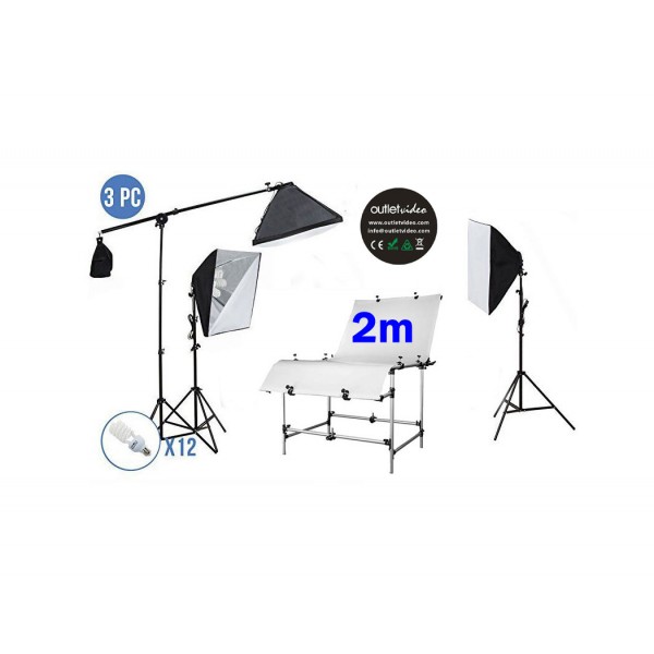 OutletVideo Combo Kit “XL12” Softbox Kit + Large Still life Shooting Table