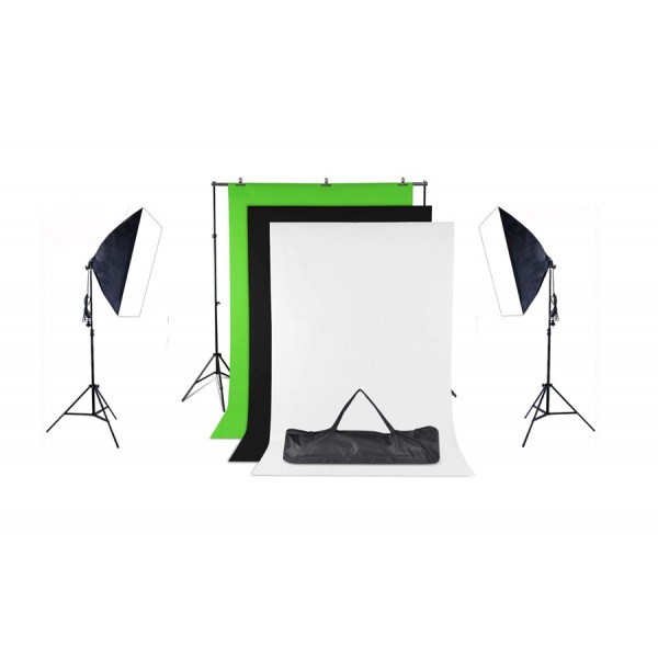 New Outletvideo "XL2" STUDIO KIT ALL IN ONE+ "XL" Havy Backdrop Kit (1350W – 22.000 Lumens)