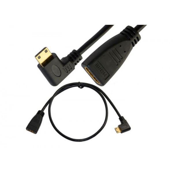 LEFT 90 Degree Mini HDMI male to HDMI female converter (60cm)