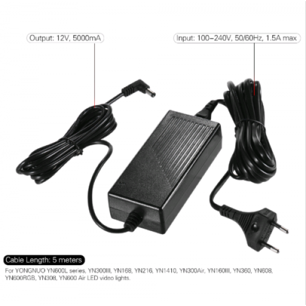 YN-600 AC Adapter Power for Yongnuo LED