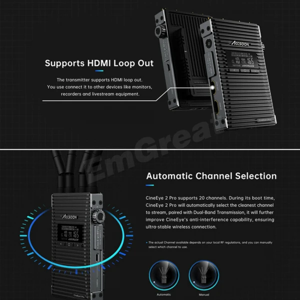 ACCSOON CineEye 2S Pro 1200ft SDI&HDMI 2.4G/5G Wireless Video Tranmission System