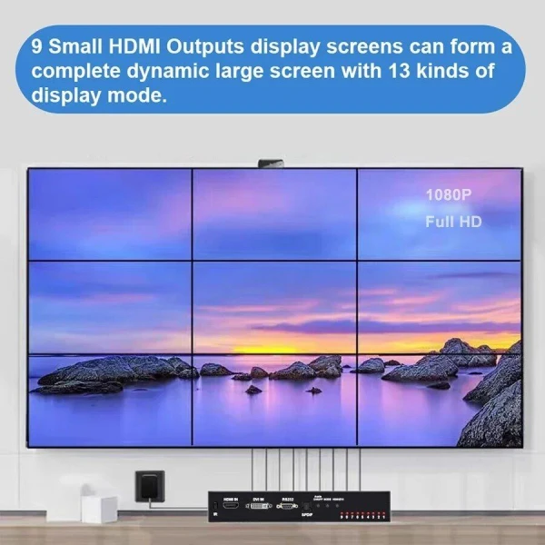 Professional 9 Channel Video Wall Controller Processor 3x3 TV Splicing Display Kit Professional 9 Channel Video Wall Controller Processor 3x3 TV Splicing Display Kit