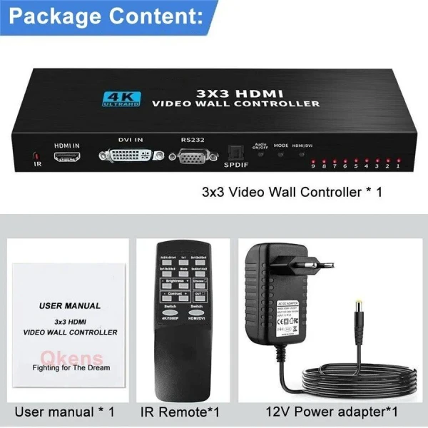 Professional 9 Channel Video Wall Controller Processor 3x3 TV Splicing Display Kit Professional 9 Channel Video Wall Controller Processor 3x3 TV Splicing Display Kit