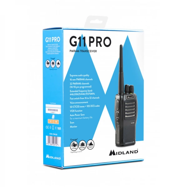 Midland G11 PRO Ασύρματος Πομποδέκτης PMR -Νέα έκδοση Αλουμινίου Midland G11 PRO Ασύρματος Πομποδέκτης PMR -Νέα έκδοση Αλουμινίου