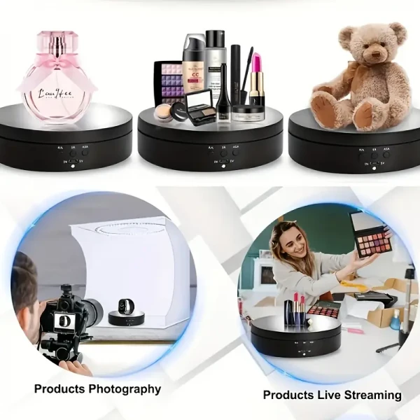 DIAT Turntable 360° Motorized Rotating Display Mirror Stand with USB for Photography (Λευκό-Καθρέπτης)