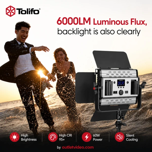 TOLIFO 6000LM Professional Led GK-S60B PRO MARK 3 LED με τροφοδοτικό Bi Color 