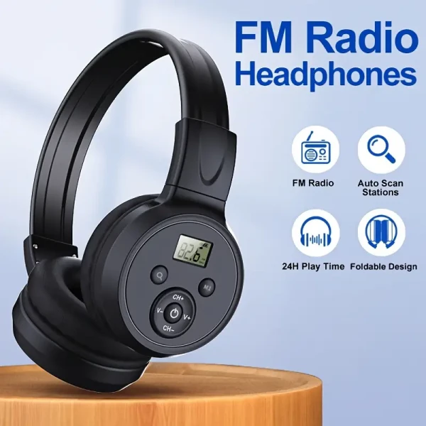 Running Ακουστικά FM με Μπαταρία Σάρωση και Αποθήκευση Ραδιοσταθμών + AUX 3,5 mm