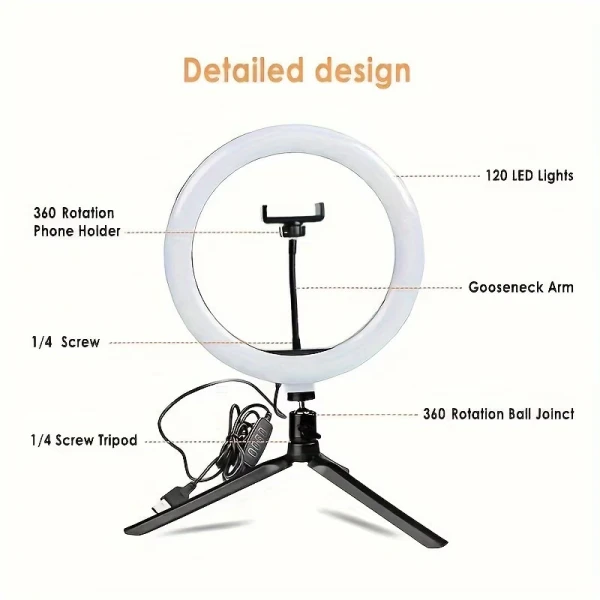 26cm Photography Ring 3 Light Color for Camera & Phone