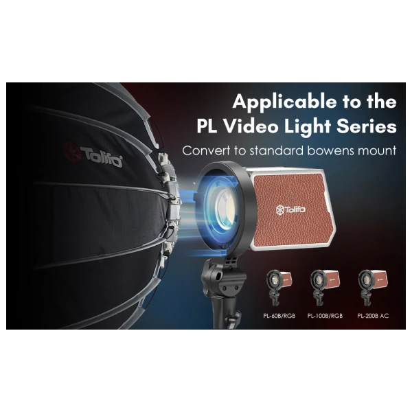Tolifo MINI Bowens Mount Adapter for PL Series Light PL-100 PL-200