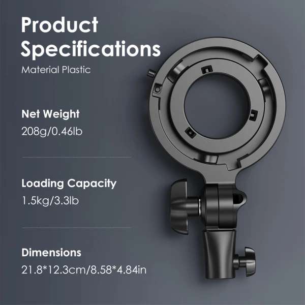 Tolifo MINI Bowens Mount Adapter for PL Series Light PL-100 PL-200