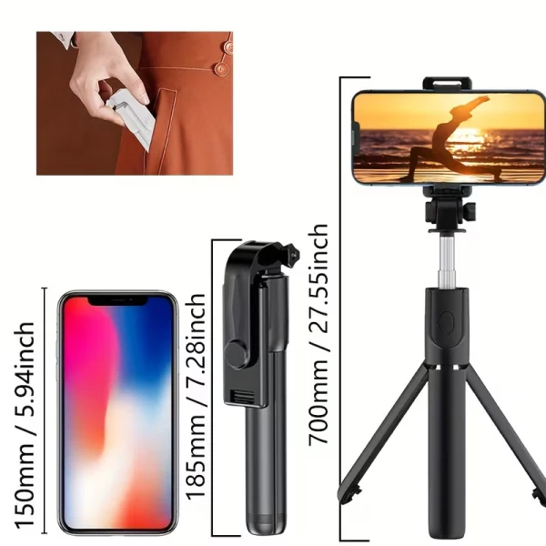 Τηλεσκοπικό Selfie Stick 3 σε 1 με Τρίποδο Bluetooth Τηλεχειριστήριο Περιστροφή 360° - Λευκό