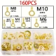 160pcs Golden Ring Crimping Terminal, O-shaped Round Brass Electrical Connector