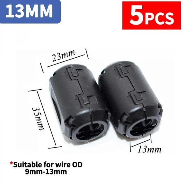 5 τεμ Φερρίτες κουμπωτοί καλωδίων Removable EMC 13mm Υψηλής Απόδοσης 