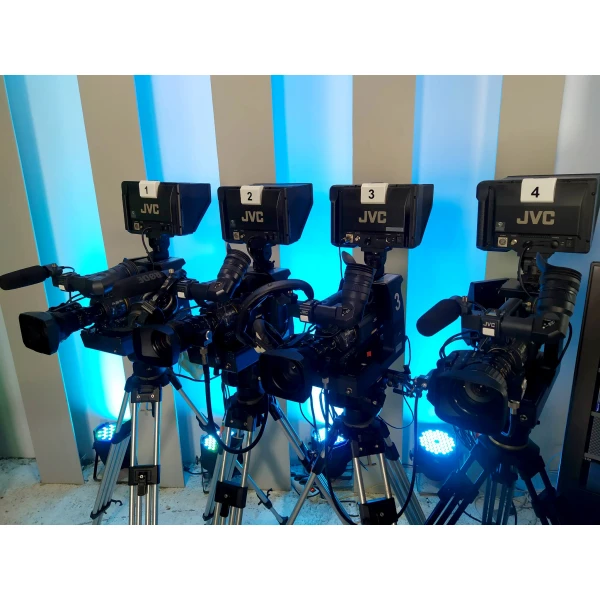 4 Chains  HD SDI JVC GY HD 250 Studio Broadcast Video Cameras FULL System CCU (USED)