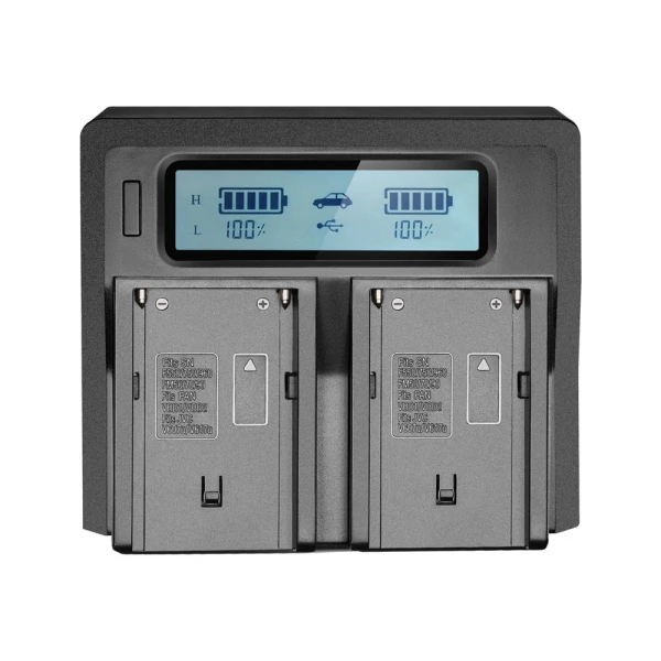 Σετ Διπλού φορτιστή με οθόνη (AC/DC/USB ports) με 2 Decoding μπαταρίες 7800mAh NP-F970