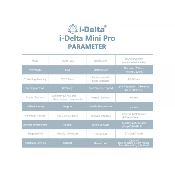 I-delta Mini pro 3D Printer I-delta Mini pro 3D Printer