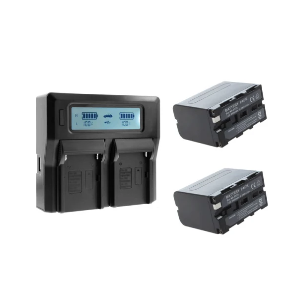 Σετ Διπλού φορτιστή με οθόνη (AC/DC/USB ports) με 2 Decoding μπαταρίες 7800mAh NP-F970
