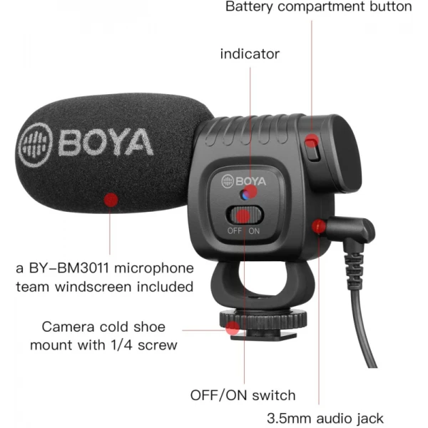 BOYA BY-BM3011 κατευθυντικό πυκνωτικό μικρόφωνο BOYA BY-BM3011 κατευθυντικό πυκνωτικό μικρόφωνο